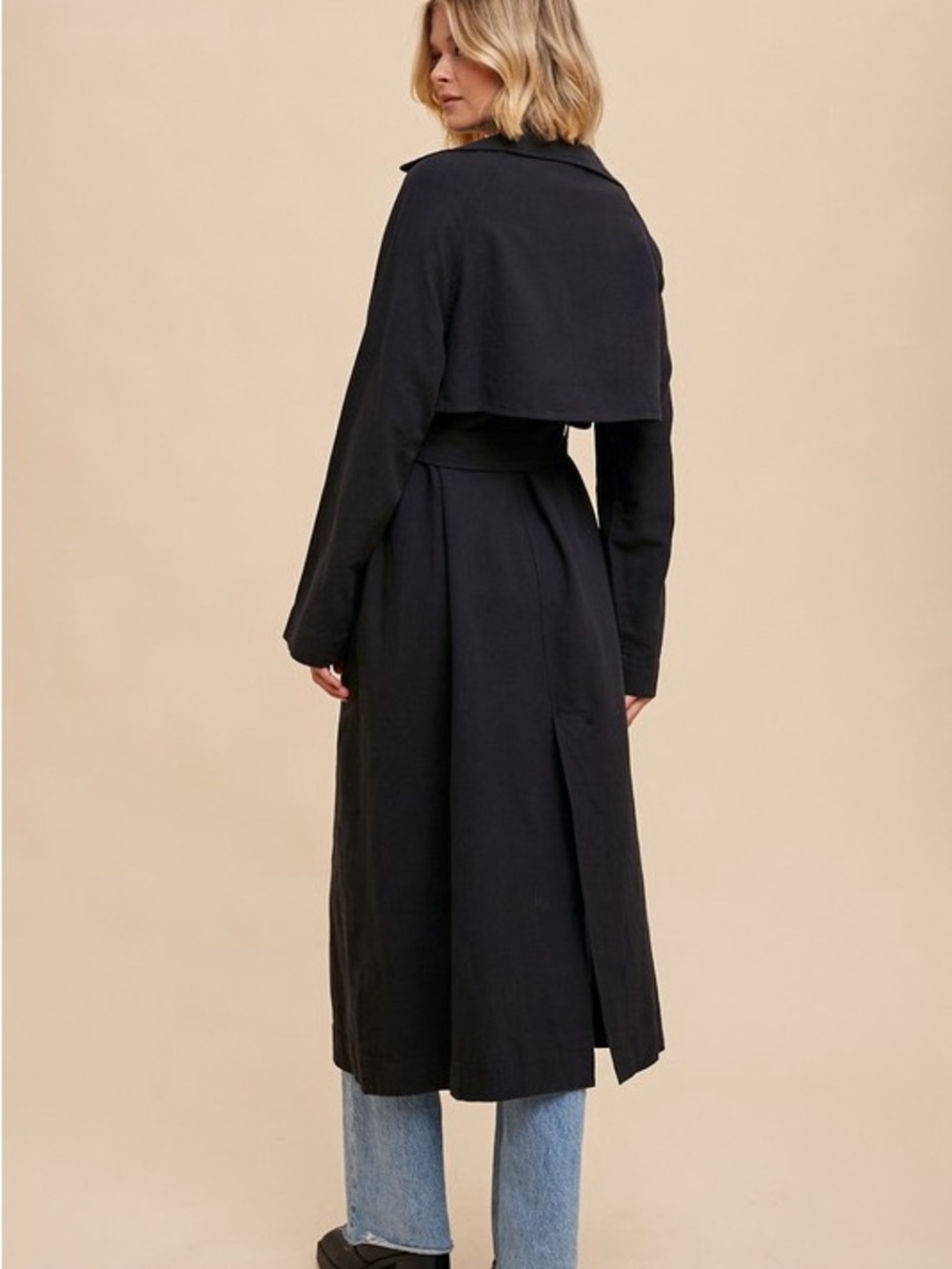 In Loom Trench coat jacket  *black only - linen cotton CLASSIC  ** S/M M/L   NWT
